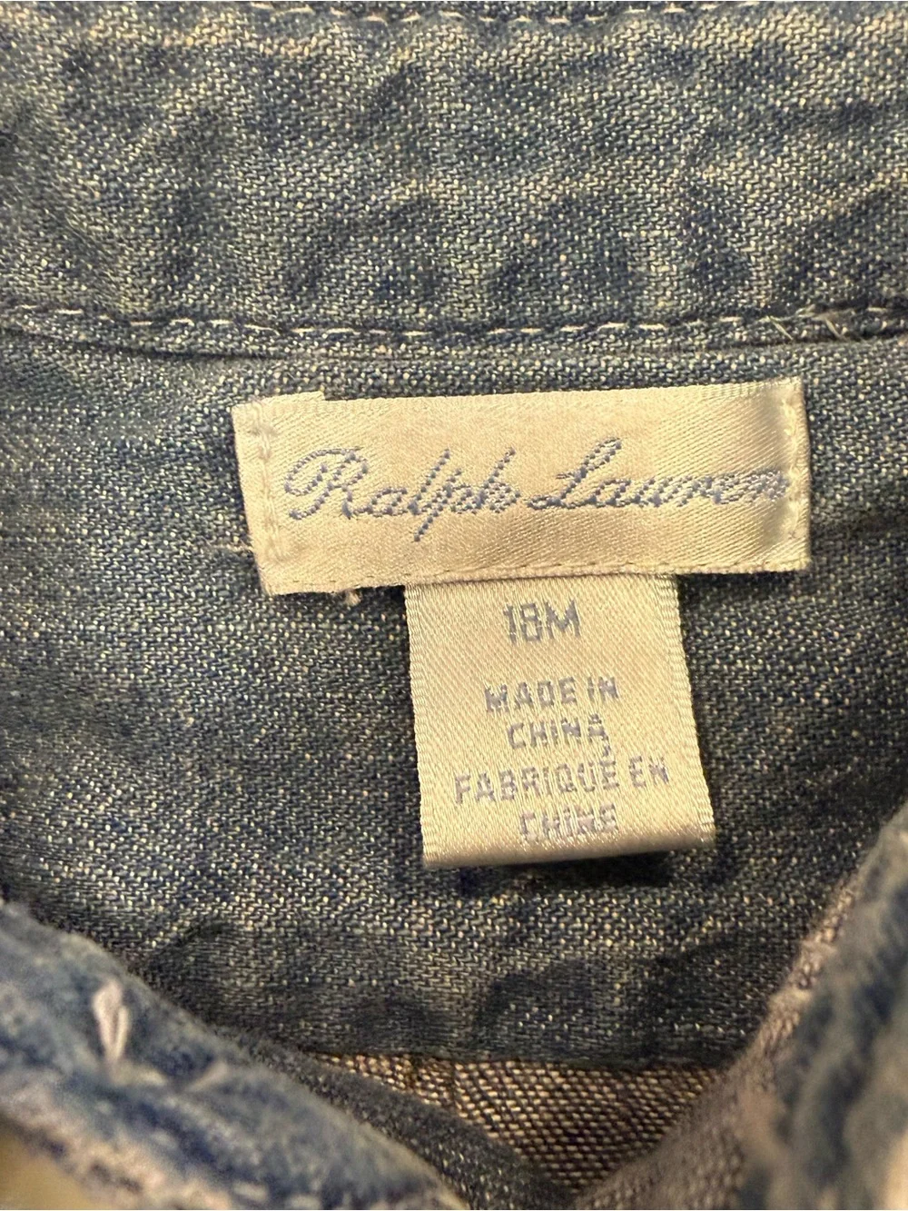 Ralph Lauren Unisex Kids 2 PCS Set Denim Shirt Red Jeans Sz 18 Mo. EUC